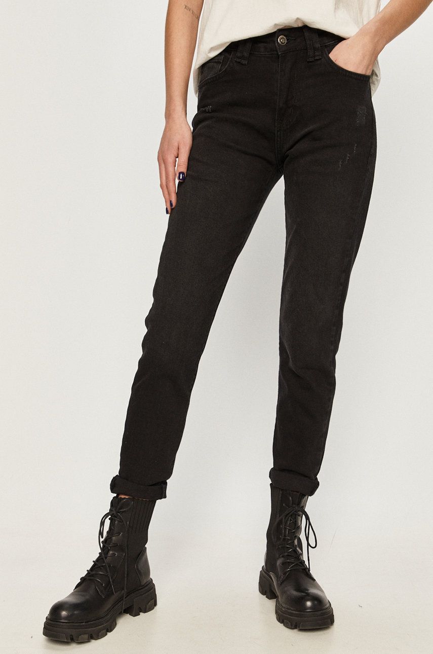 Jeans Answear Lab de blugi negri dama cu buzunare din tesatura neteda