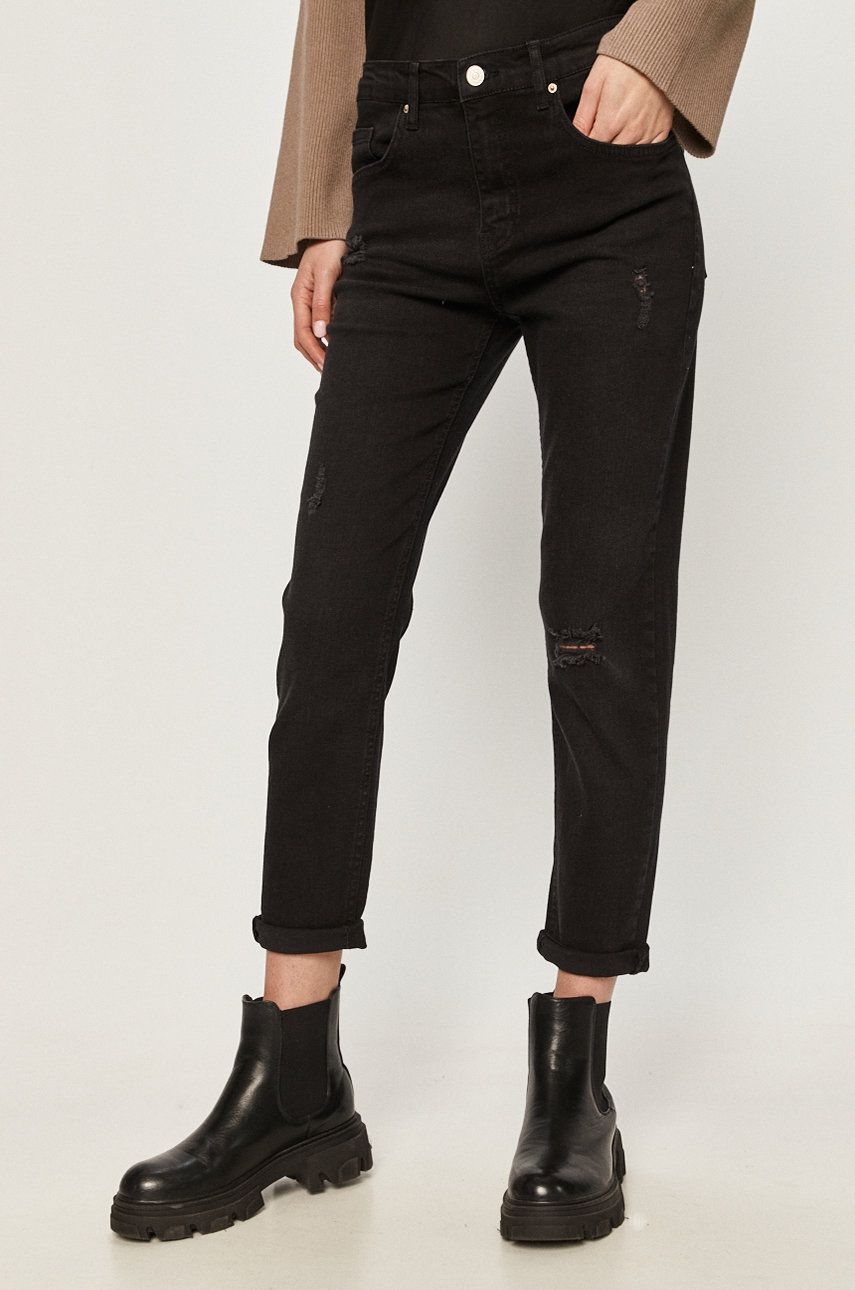 Jeans negri dama drepti elastici Answear Lab de blugi