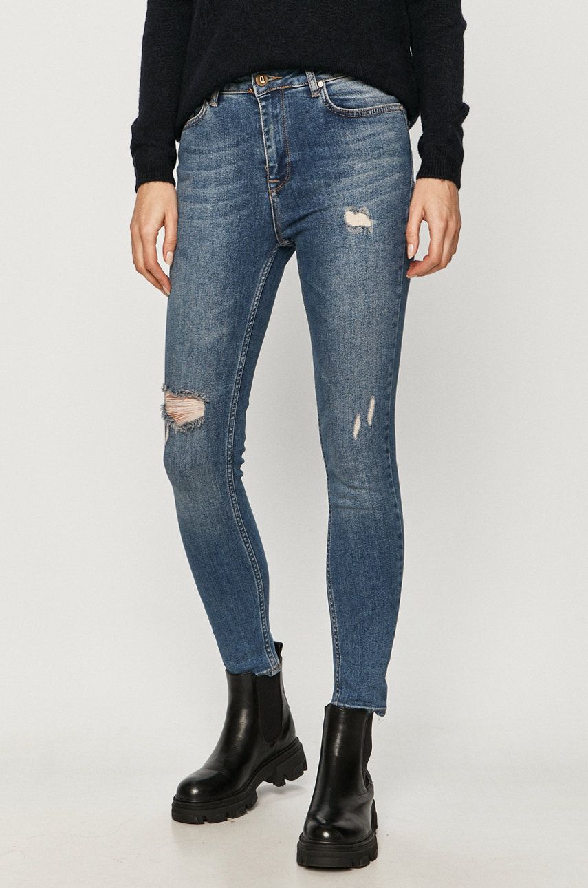 Jeans bleumarin cu talie inalta Answear Lab din denim cu aspect spalacit