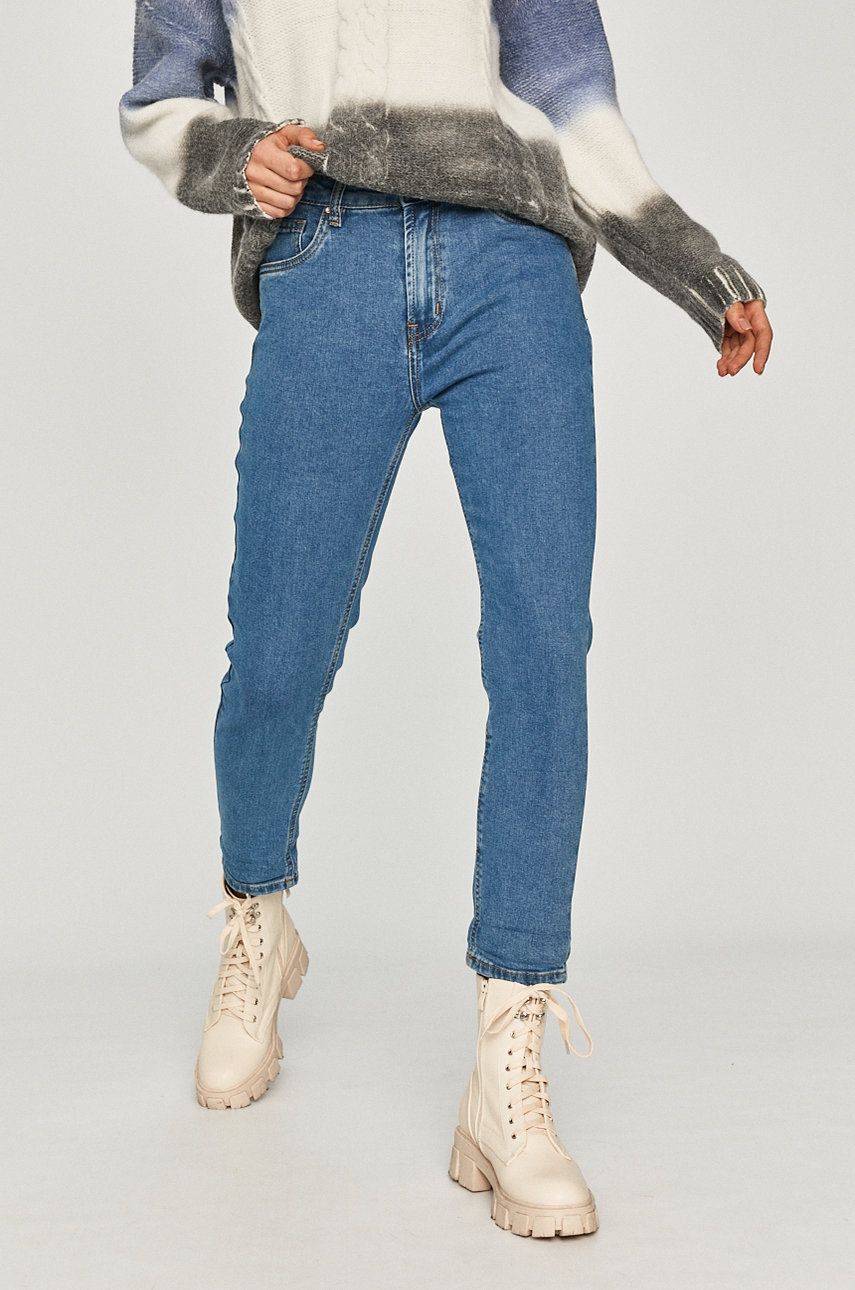 Jeans albastri Answear Lab dama de vara din denim cu aspect spalacit