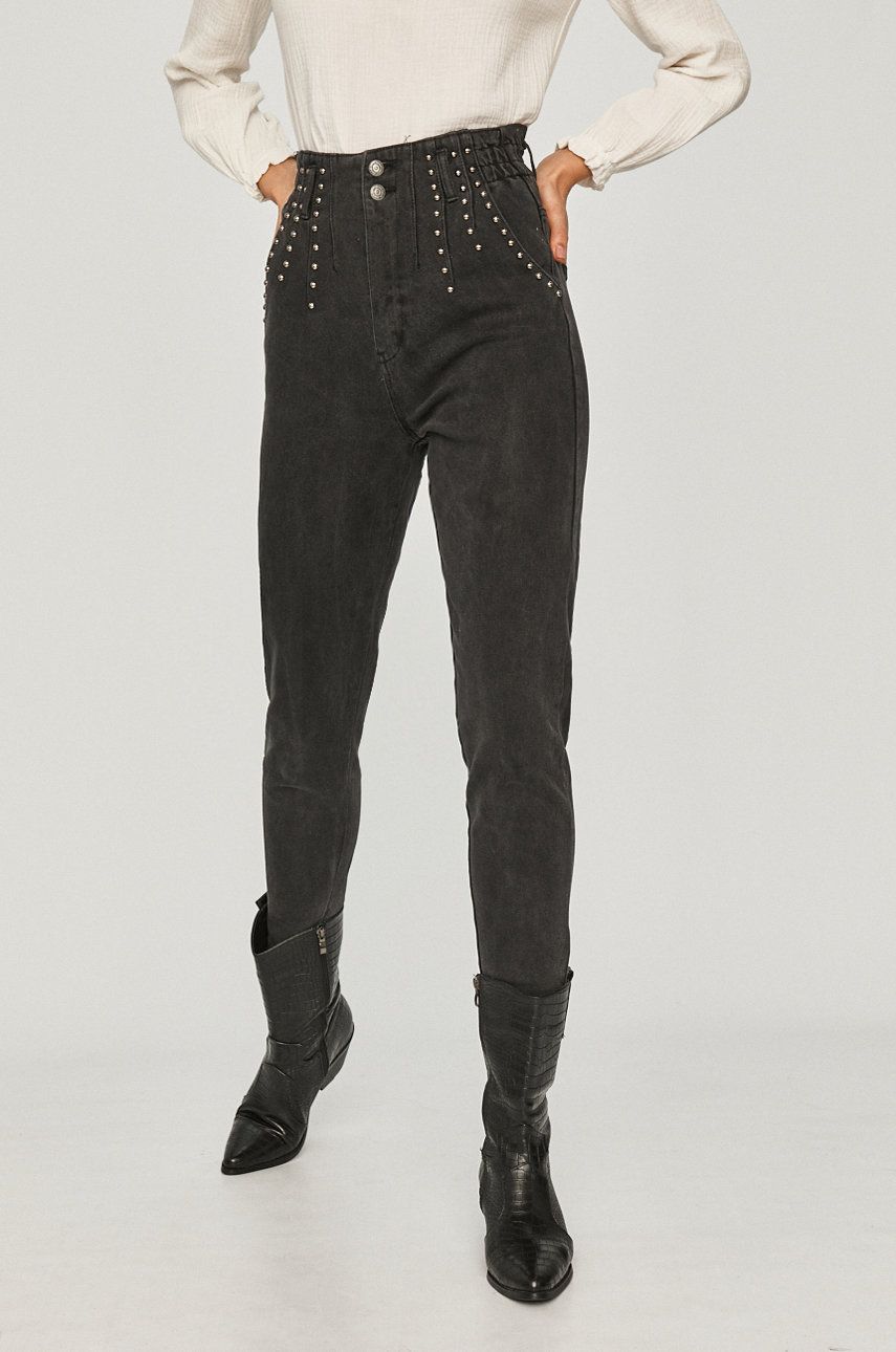 Jeans Answear Lab negri drepti dama de vara din denim cu aspect spalacit