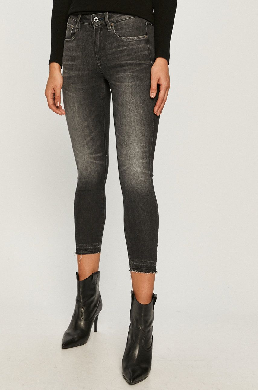 Jeans dama crop gri inchis de firma G-Star Raw din denim elastic