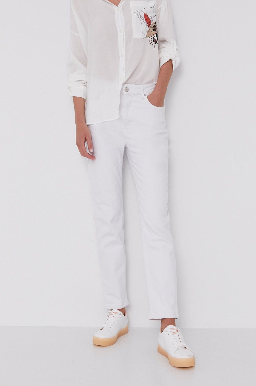 Jeansi Answear Lab mom fit albi de vara eleganti cu talia inalta de blugi