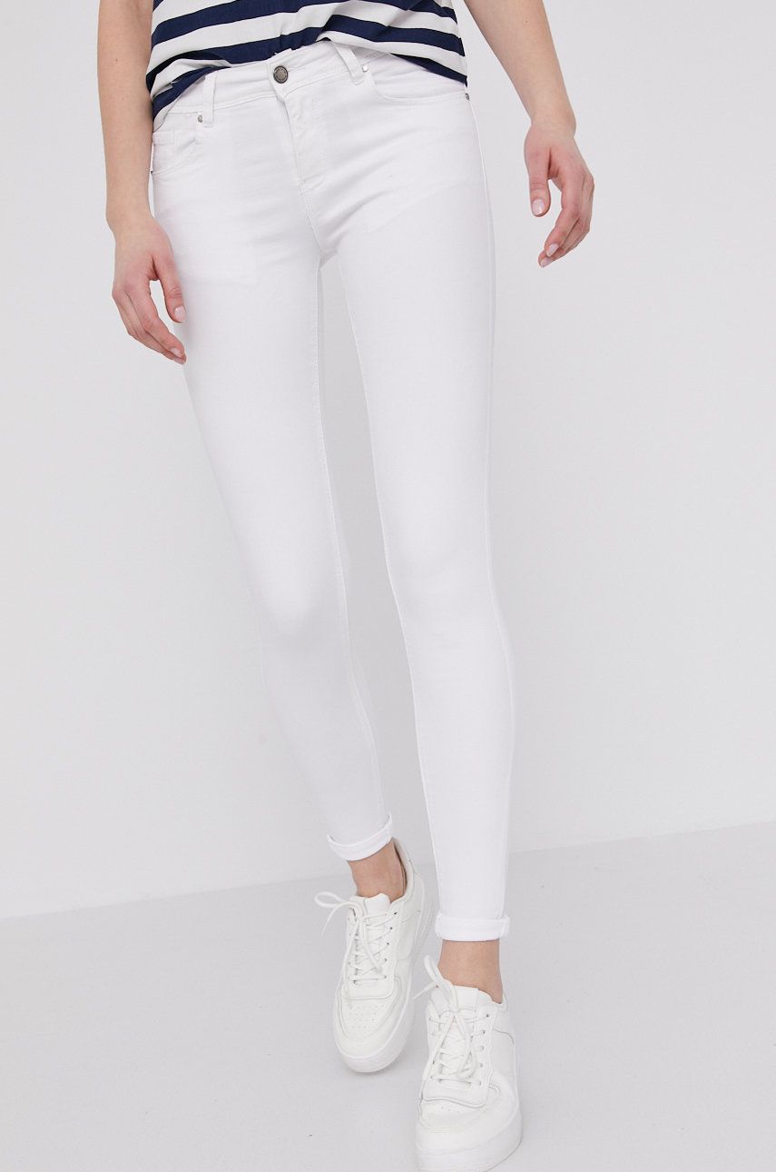 Jeansi Answear Lab skinny albi eleganti de vara cu talia joasa de blugi