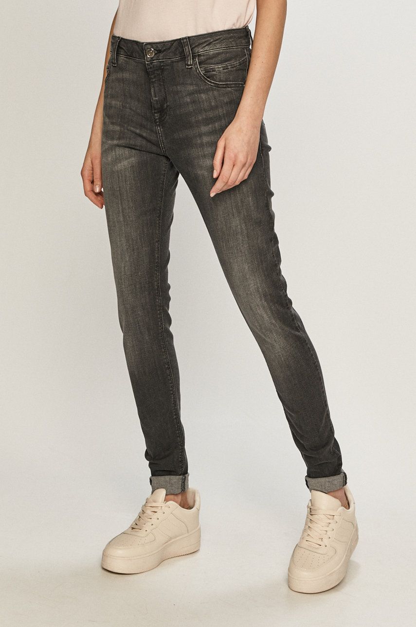 Jeansi Cross Jeans skinny negri cu talia regulara din denim cu aspect spalacit