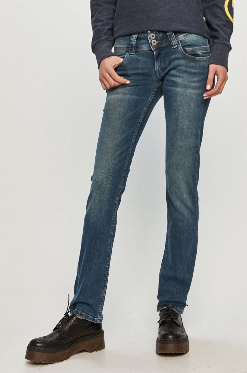 Jeansi Pepe Jeans drepti cu talia joasa din denim cu aspect spalacit Venus PPY8-SJD0H8_55X