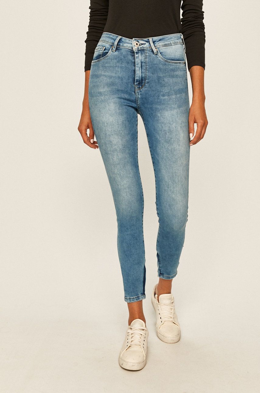 Jeansi Pepe Jeans skinny cu talia inalta din denim cu aspect spalacit Cher High 9BYK-SJD054_55X