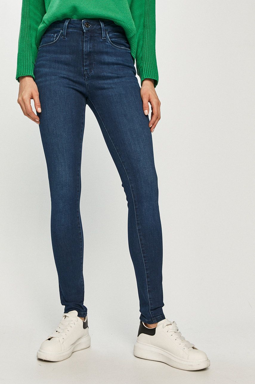 Jeansi Pepe Jeans skinny cu talia inalta din denim cu aspect spalacit Regent PPY8-SJD04U_59X