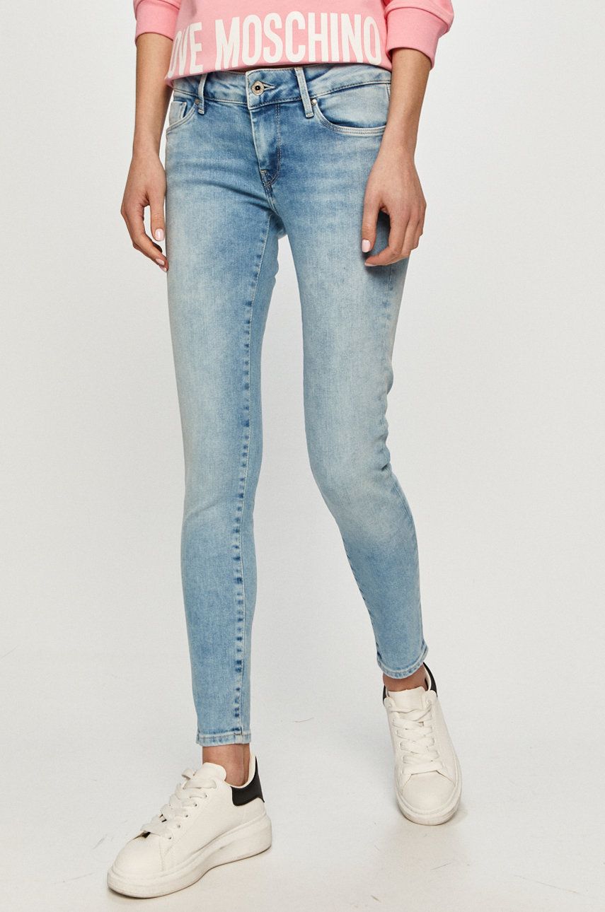 Jeansi Pepe Jeans skinny cu talia regulara din denim cu aspect spalacit Soho PPY8-SJD0HE_55X