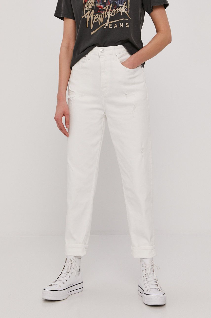 Jeansi albi Tommy Jeans mom fit cu talia inalta de blugi DW0DW09552.4891
