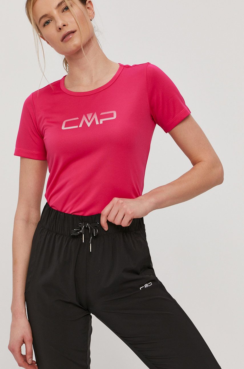Tricou CMP roz subtire din material elastic cu croi drept