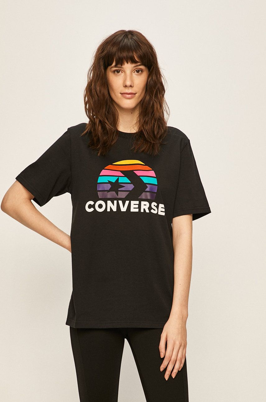 Tricou Converse din tricot cu imprimeuri cu croi drept  9B84-TSD0HS_99X