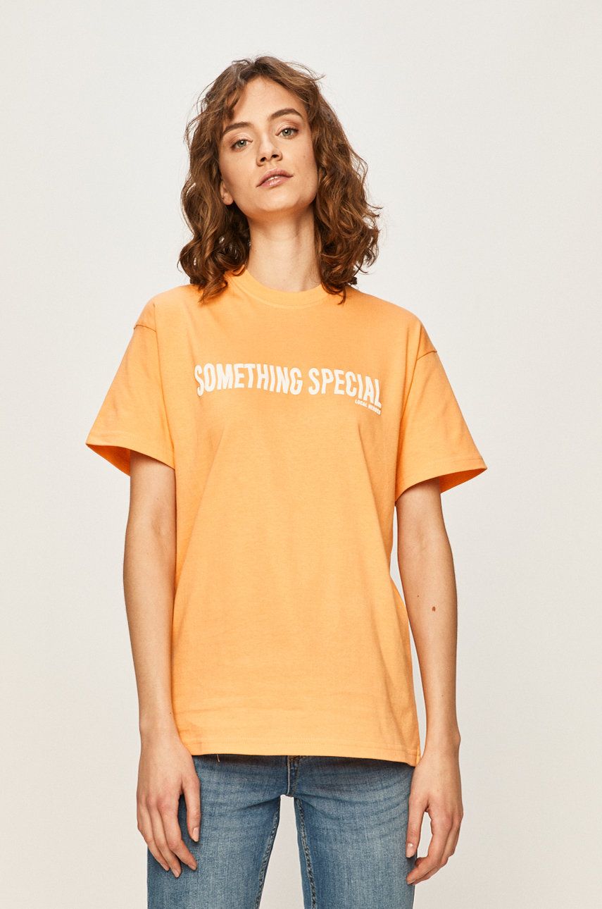 Tricou portocaliu Local Heroes din tricot cu imprimeuri cu croi lejer Something Special