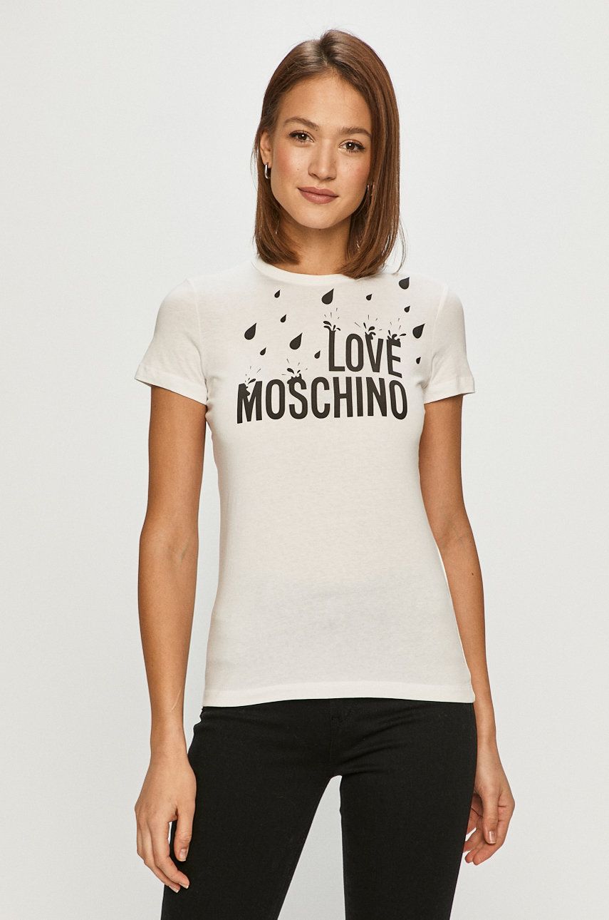 Tricou Love Moschino subtire din material elastic cu croi drept  PPY8-TSD0J5_00X